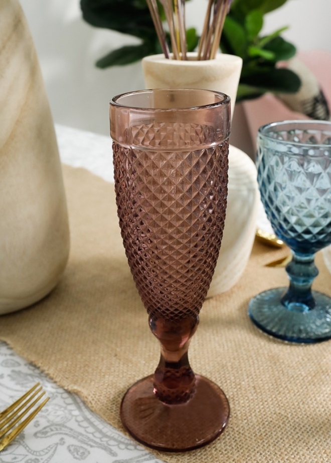 CRYSTAL GLASS ENGRAVED PINK