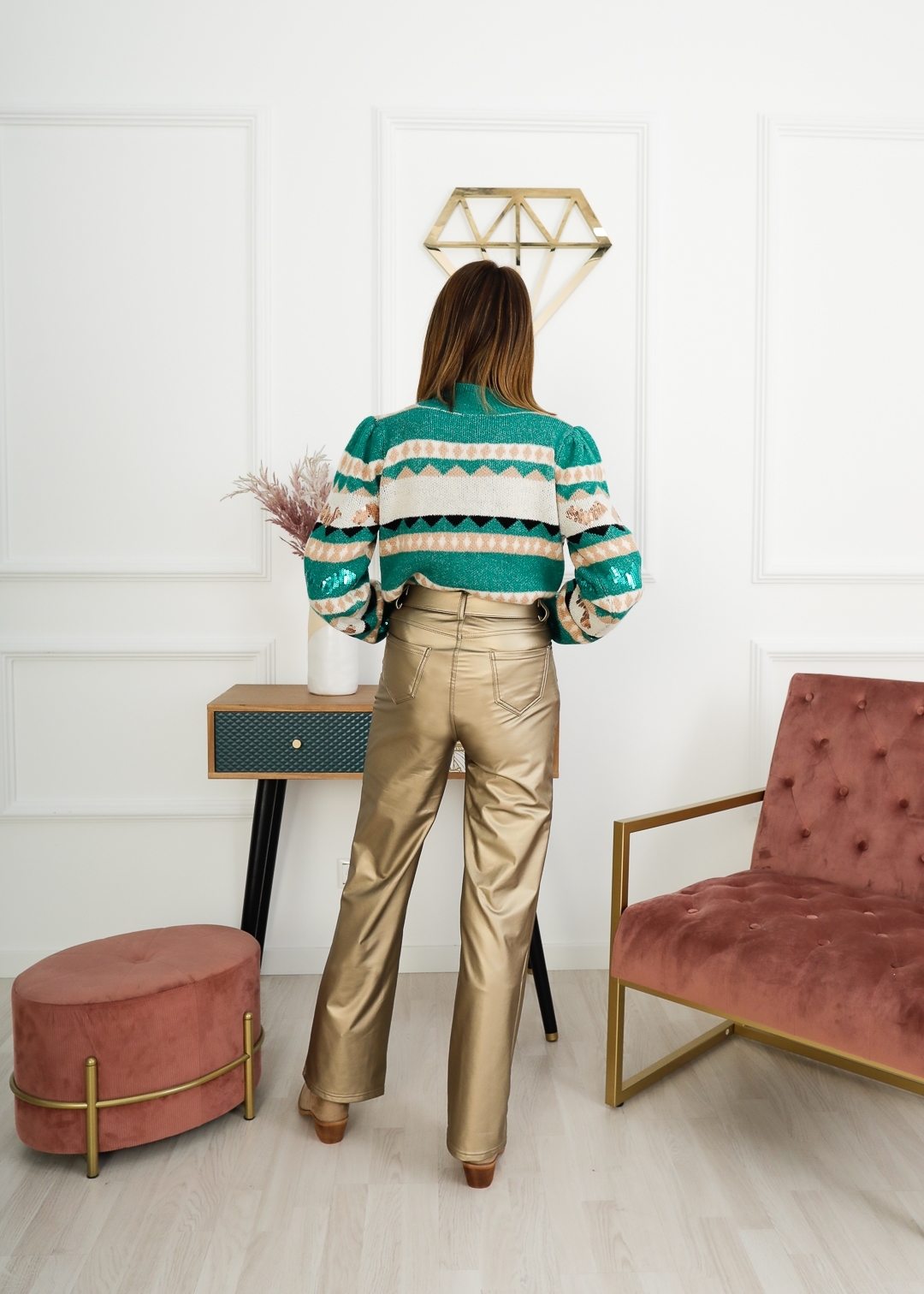 GOLDEN LEATHER EFFECT PANTS