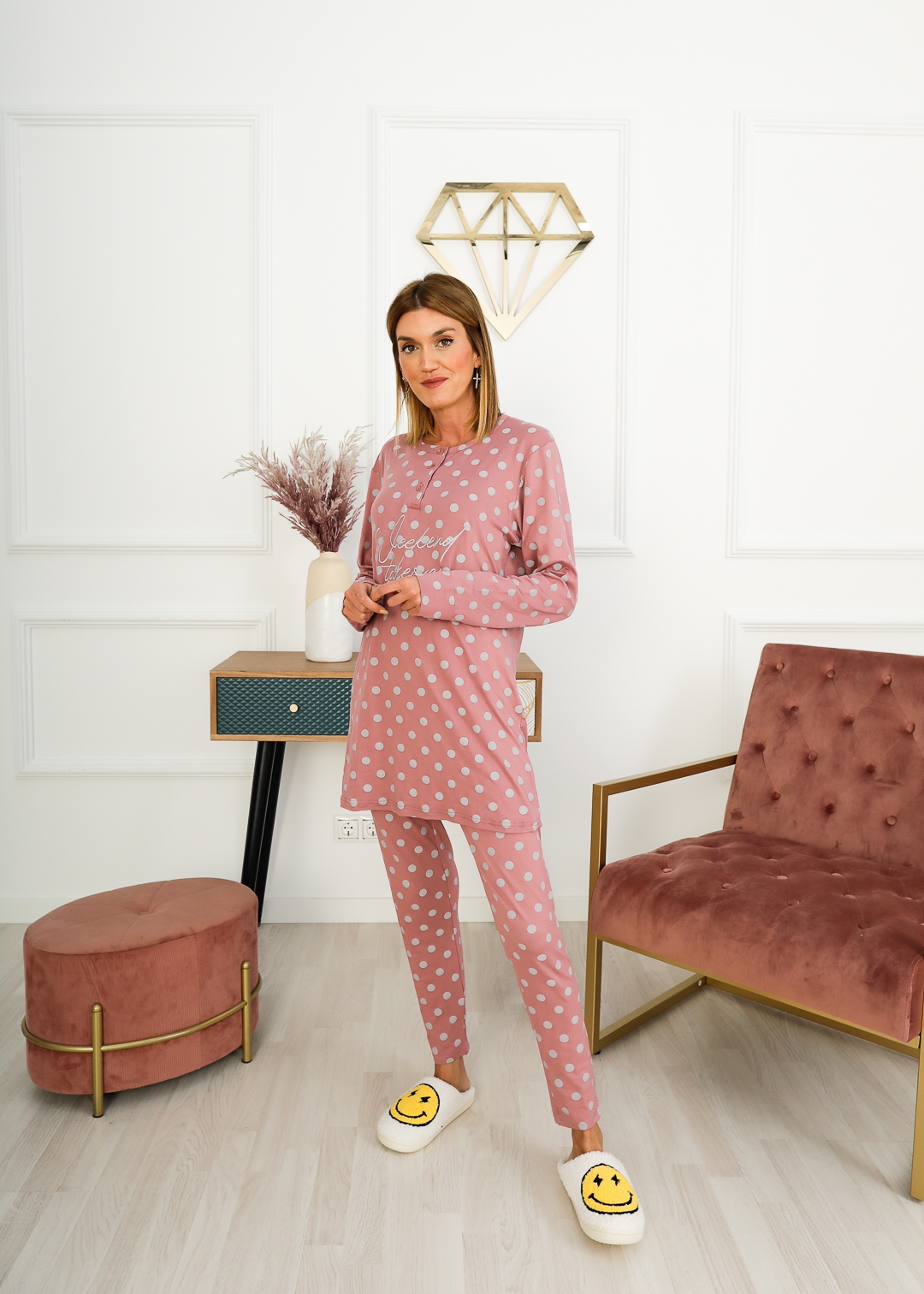 Velas petrolero Pionero Pijama Lunares Rosa - Pijamas Mujer