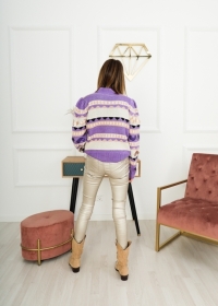 PURPLE PRINTED SWEATER WITH SEQUINS