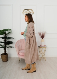 TAUPE LONG CARDIGAN WITH POCKETS