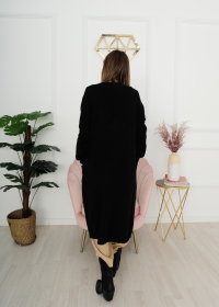 BLACK LONG CARDIGAN WITH POCKETS