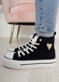DARK BLUE CANVAS SNEAKER WITH HIGH SOLE