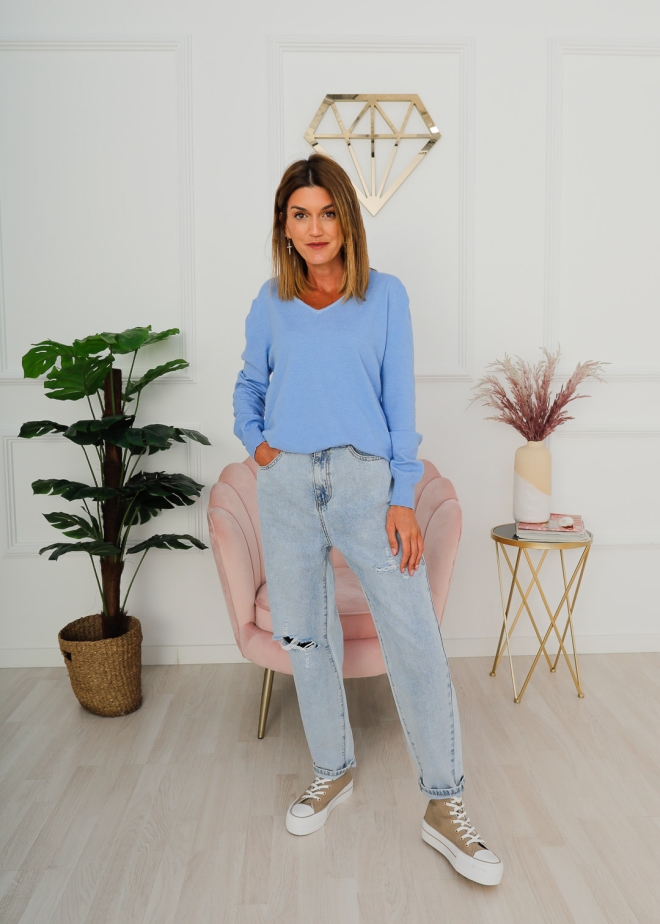 JEANS MOM FIT ROTOS