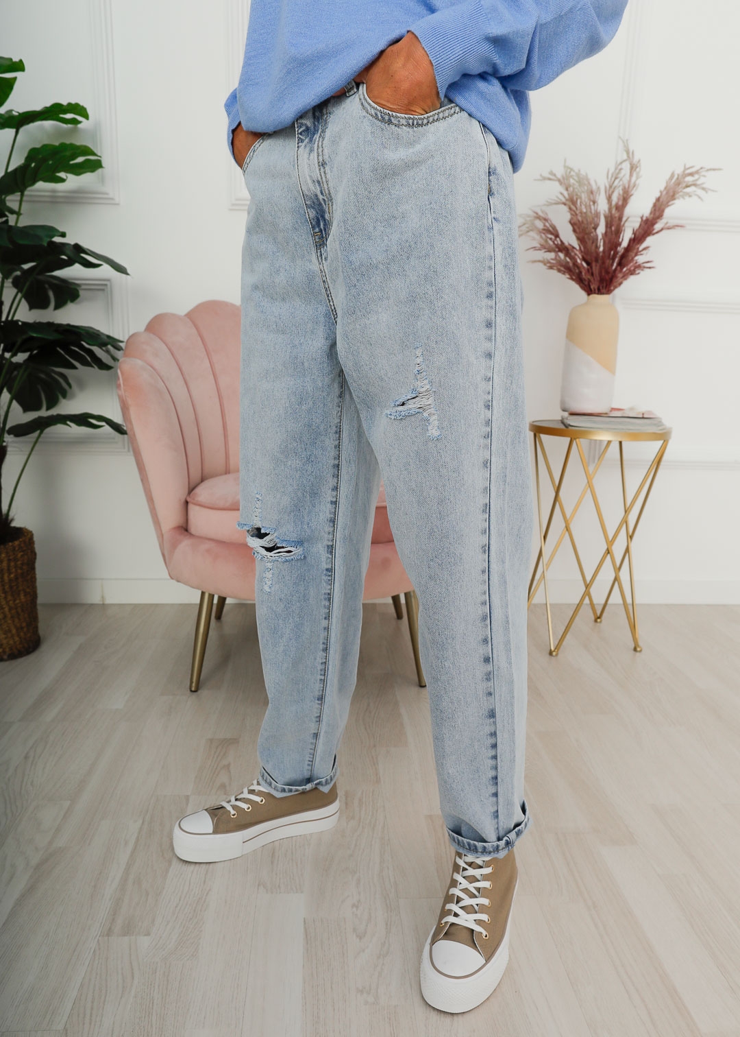 mamífero Agregar Percibir Jeans Mom Fit Lavado Claro - Jeans Para Mujer