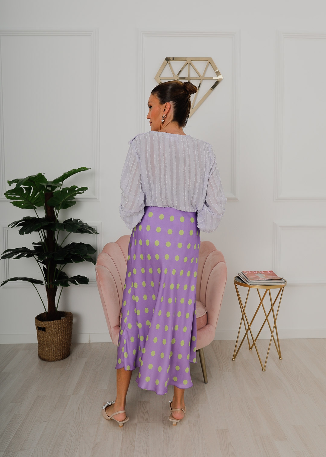 LILAC SKIRT WITH DOTS
