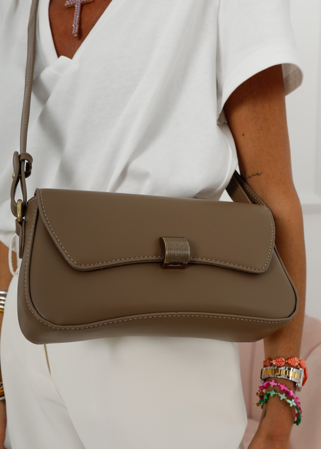 TAUPE LEATHER EFFECT BAG