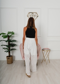 WHITE EMBROIDERED ENGLISH TROUSERS
