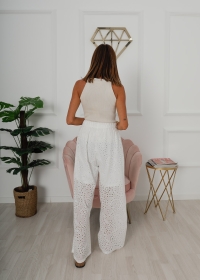 WHITE EMBROIDERED ENGLISH TROUSERS
