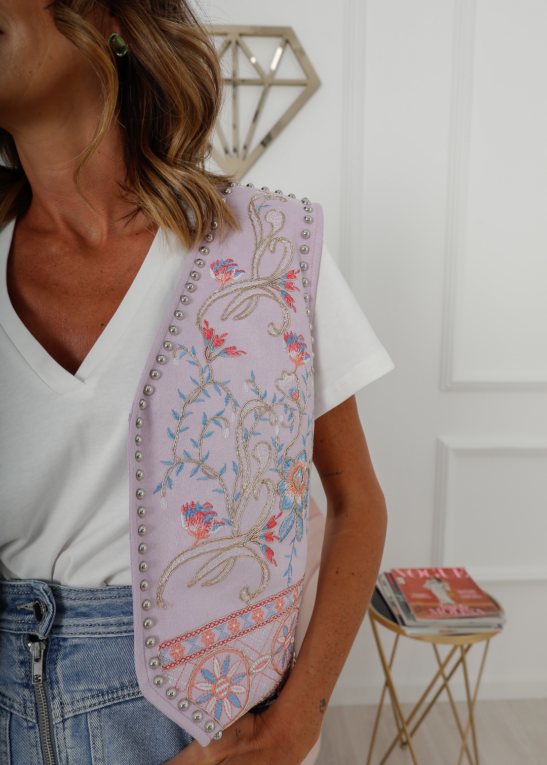 LILAC EMBROIDERED VEST