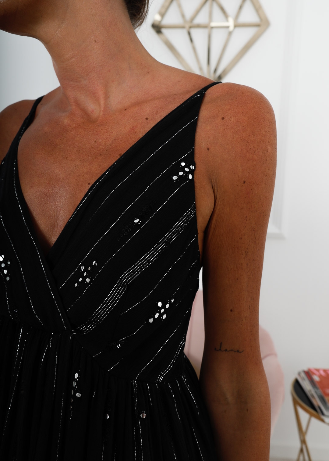 BLACK DRESS WITH SILVER GLITTER