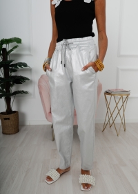 SILVER PANTS WITH ELASTIC WAIST
