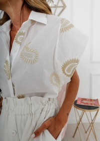 WHITE BLOUSE WITH GOLD EMBROIDERY