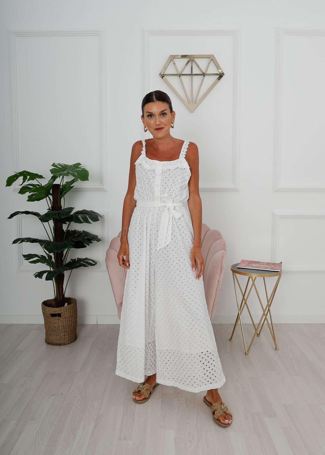 WHITE EMBROIDERED JUMPSUIT