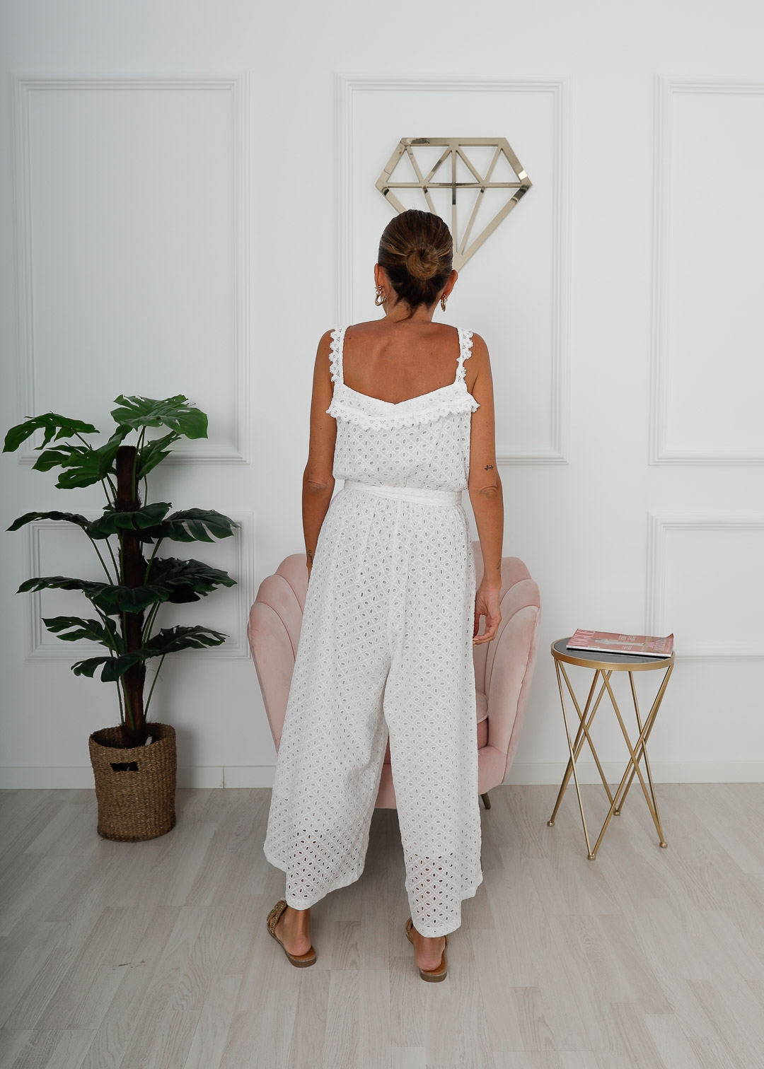 WHITE EMBROIDERED JUMPSUIT