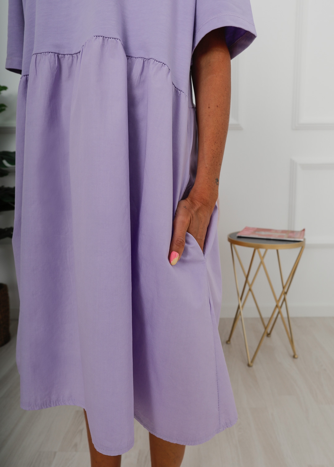 LILAC DRESS WITH SHORT SLEEVE