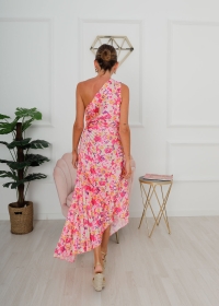 PINK PLEATED FLORAL DRESS