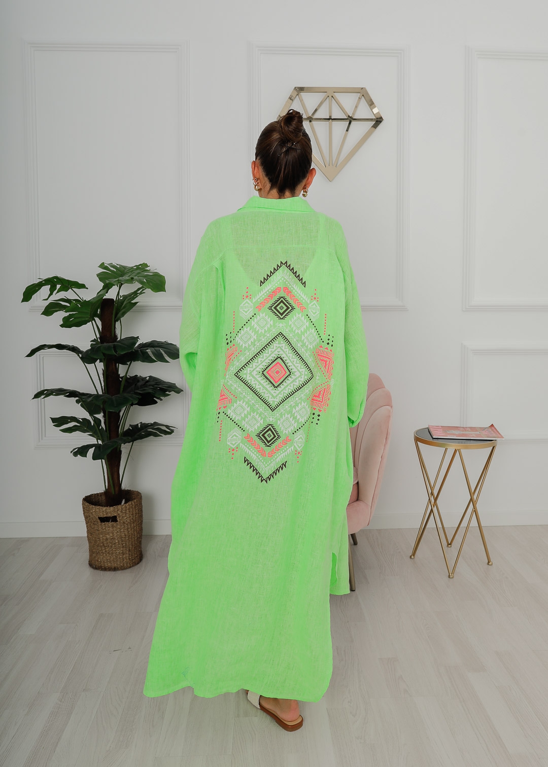 Green Linen Dress - Long Dress