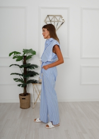 BLUE EMBROIDERED JUMPSUIT