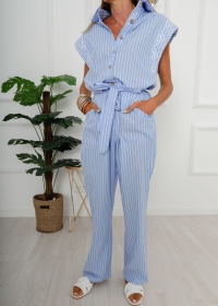 BLUE EMBROIDERED JUMPSUIT