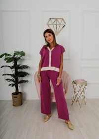 BOUGAINVILLEA KNIT SET WITH PIPING