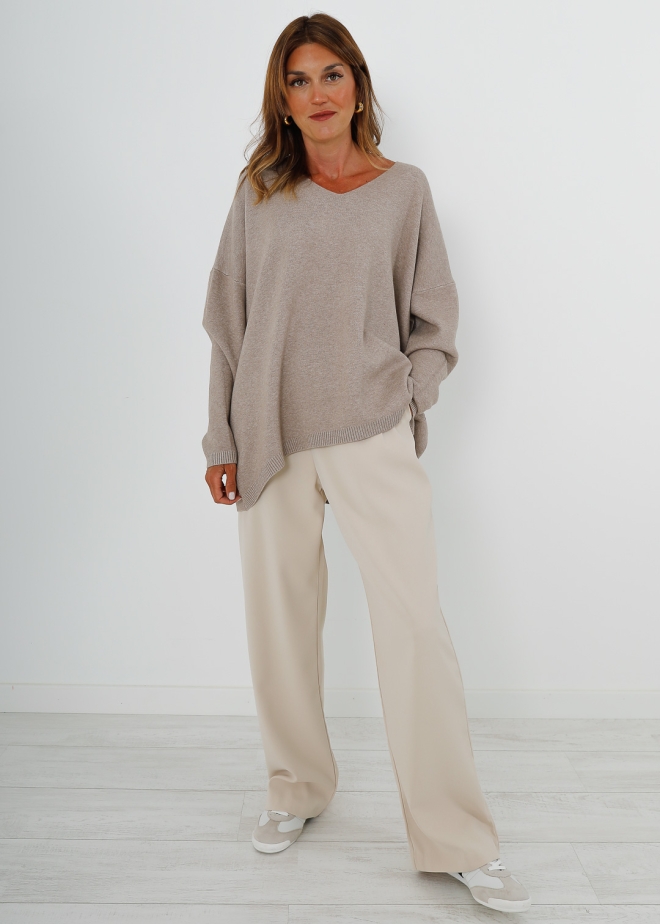 TAUPE BASIC KNITTED JUMPER