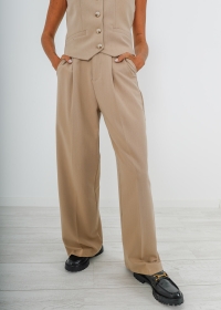 TAUPE HIGH-RISE DRAGGER PANTS