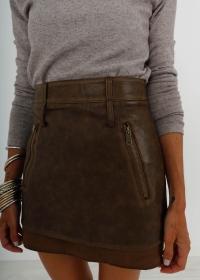 CAMEL LEATHER EFFECT SKIRT