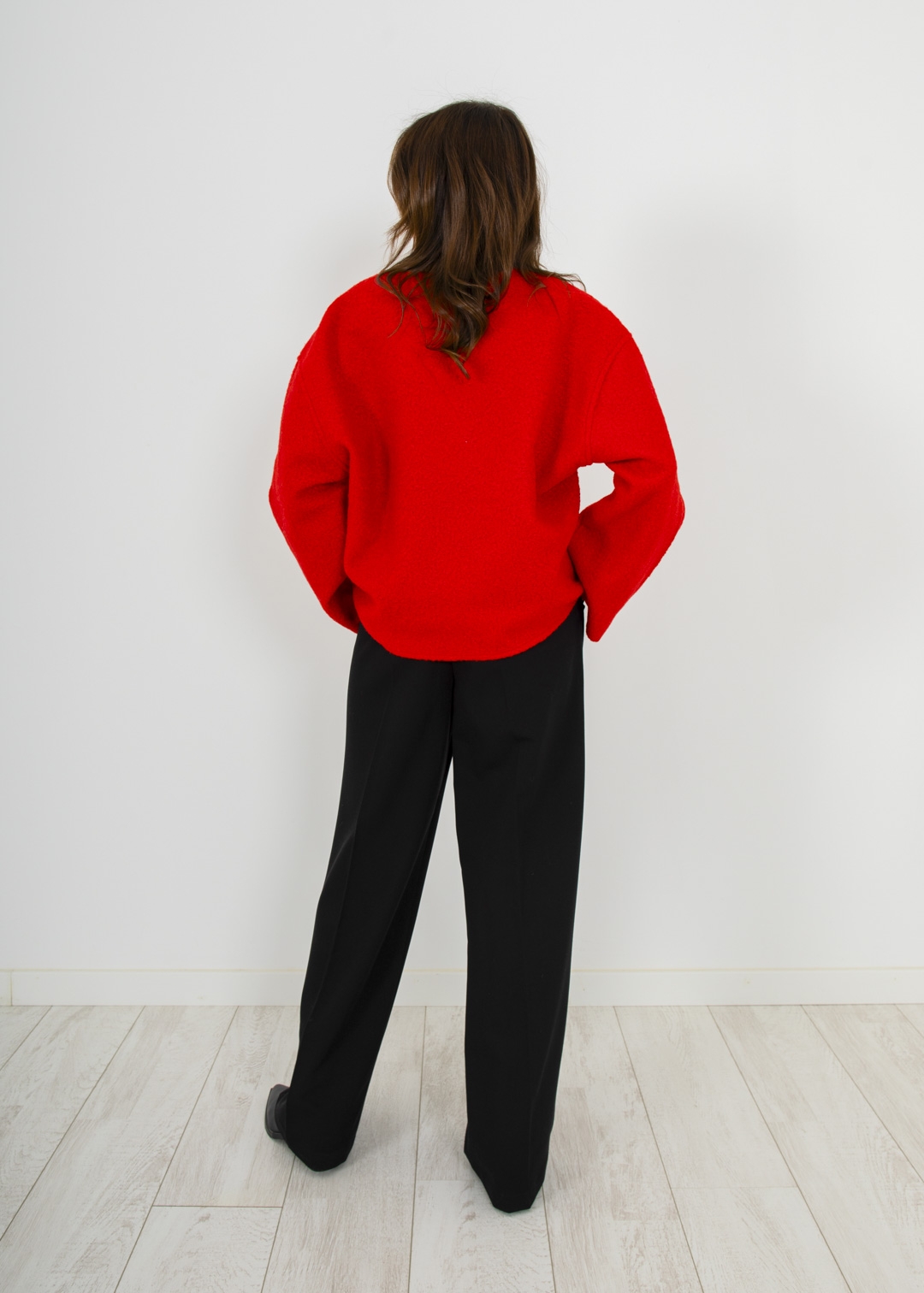 RED BOUCLE SWEATER