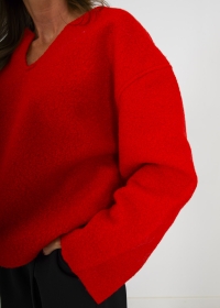 RED BOUCLE SWEATER