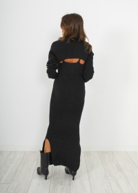 BLACK TWO-PIECE KNITTED DRESS