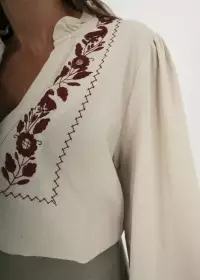 BEIGE EMBROIDERED BOHO BLOUSE