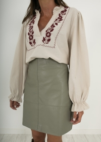 BEIGE EMBROIDERED BOHO BLOUSE