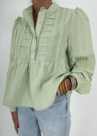 GREEN EMBROIDERED BLOUSE