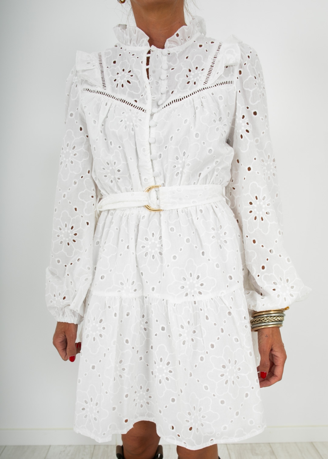WHITE EMBROIDERED ENGLISH DRESS