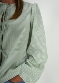 GREEN PRINTED BLOUSE WITH BOWS