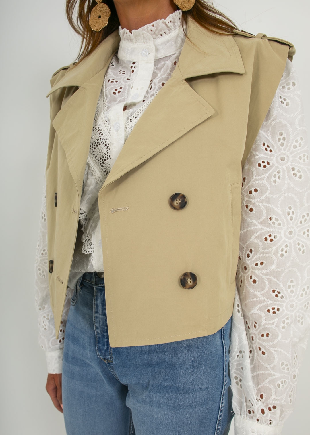 CHALECO TRENCH BEIGE