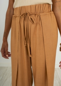 LINEN TROUSERS PAREO STYLE CAMEL