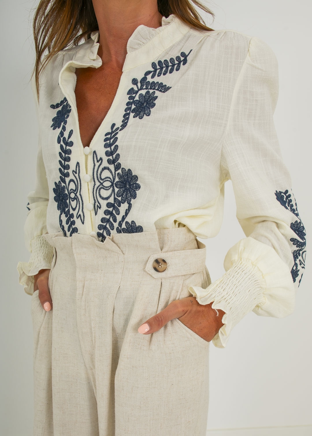 copy of BEIGE EMBROIDERED BOHO BLOUSE