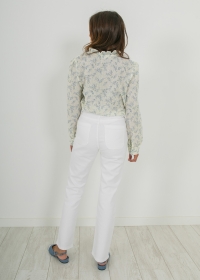 BLUE AND GREEN FLOWERS PLUMETI BLOUSE