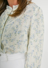BLUE AND GREEN FLOWERS PLUMETI BLOUSE