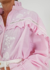 PINK EMBROIDERED SHIRT RUFFLE