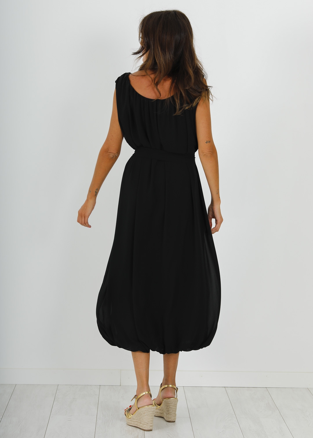 VESTIDO OVERSIZE GASA NEGRO