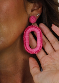 PINK RAFFIA EARRINGS