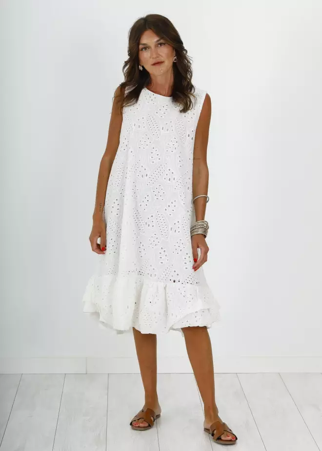 WHITE ENGLISH EMBROIDERED DRESS