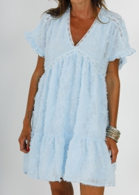 BLUE EMBROIDERED SHORT DRESS