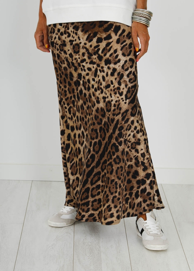 ANIMAL PRINT SATIN SKIRT