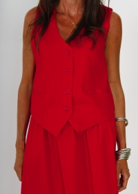 MIDI SKIRT AND RED VEST SET