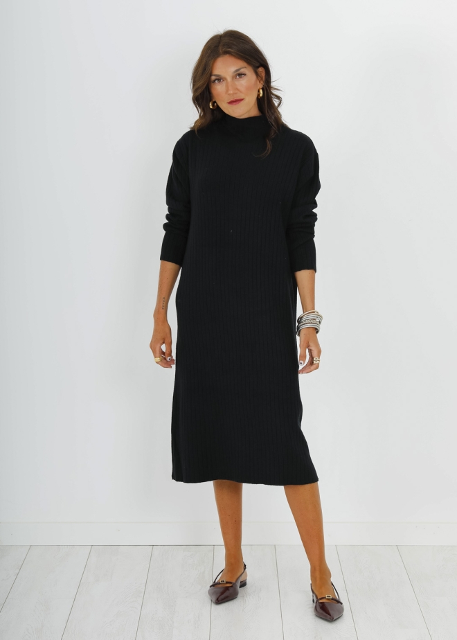 VESTIDO MIDI CANALE NEGRO