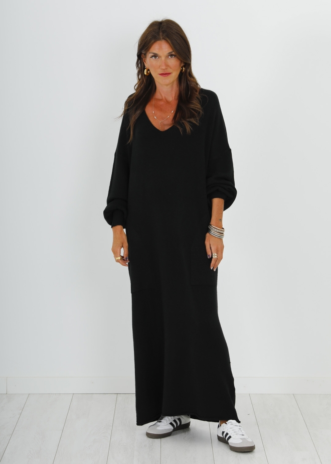 VESTIDO PUNTO OVERSIZE NEGRO